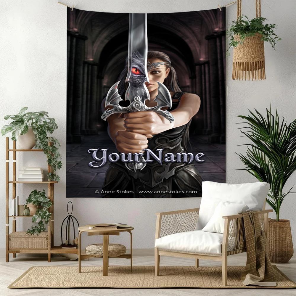 Gothic Illustrations Custom Your Name Wall Decor Tapestry Art For Pet Memorial Birthdaywedding Party Backdrop Family Gift