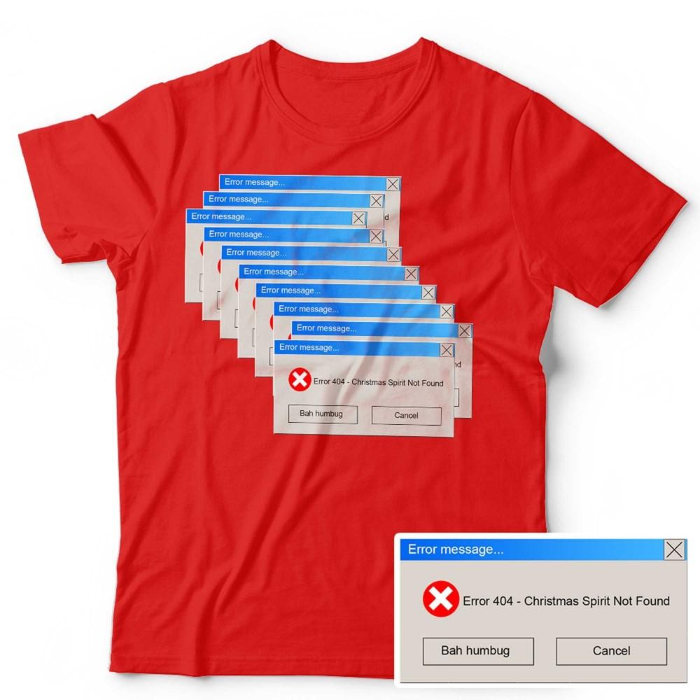 Christmas Computer T Shirt Unisex & Kids Error 404 Spirit Not Found Coding Funny Unisex T-Shirt