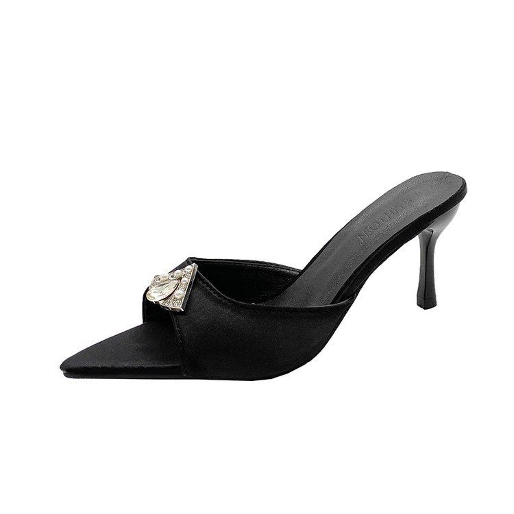 Знаменитые легкие роскошные туфли на высоком каблуке женские летние 2024 года со стразами, остроконечные, односложные, темпераментные, сексуальные босоножки на высоком каблуке