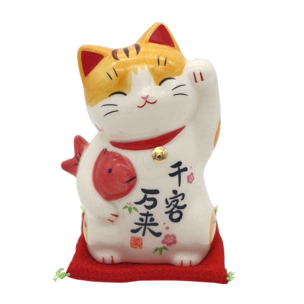 Yakushi Kiln Maneki-neko (Large) - Welcome To the Welcome Cat (with Lucky Sticker)