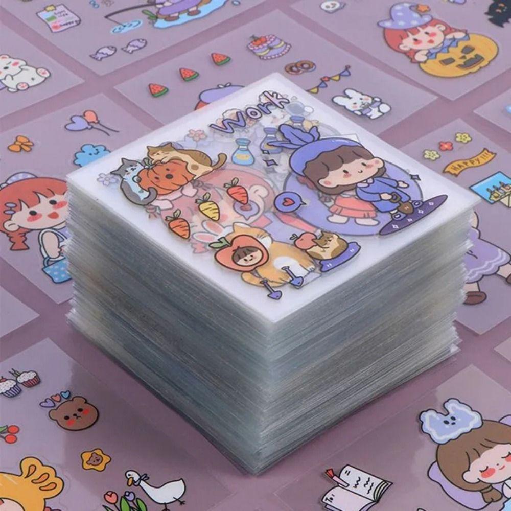 10/20/50Pcs Waterproof PVC Stickers DIY Scrapbook Decor Cute Patterns Phone Water Bottle Decor Scrapbook Decor Transparent