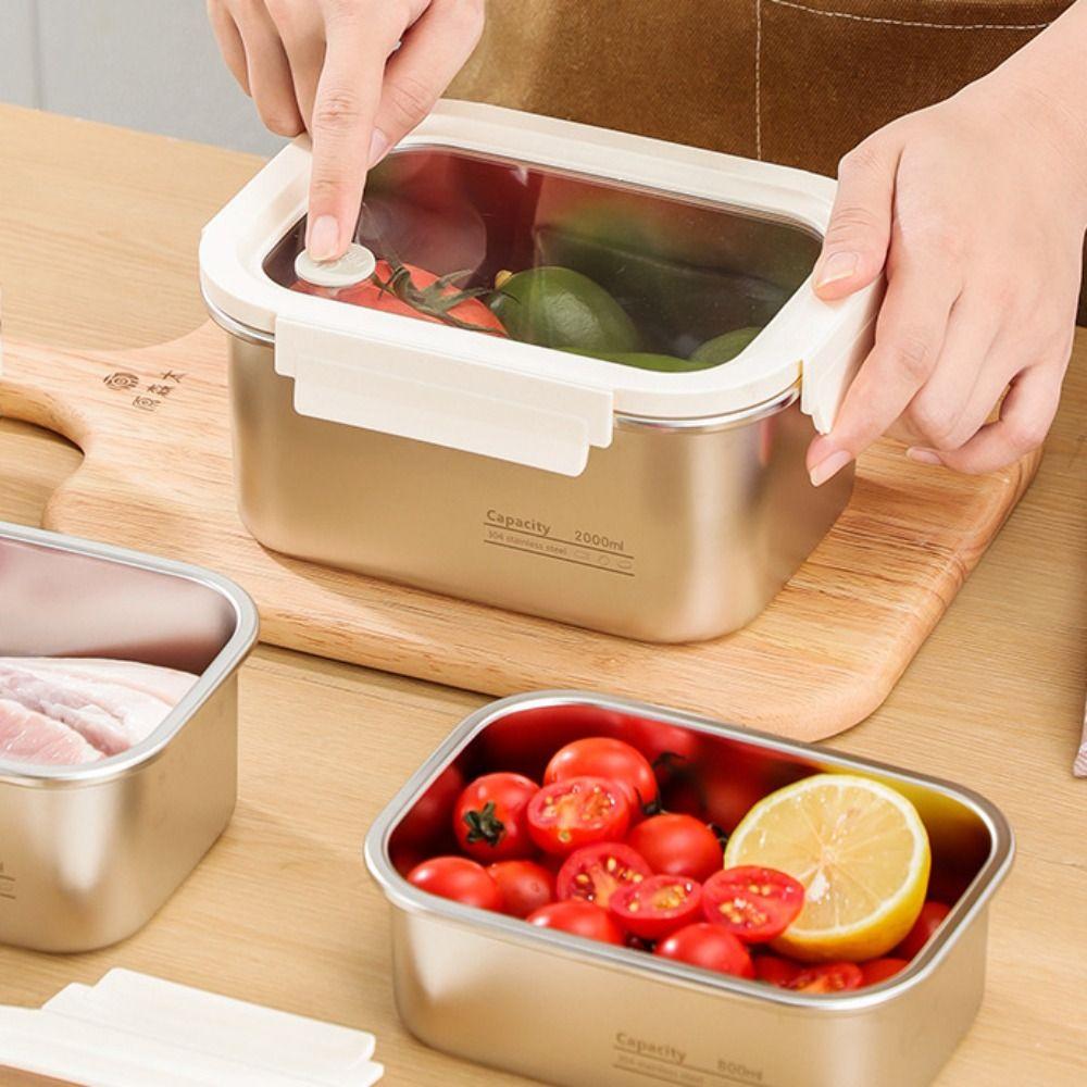 Portable Stainless Steel Crisper Leakproof Sealed Food Box Food Preservation Box Picnic
