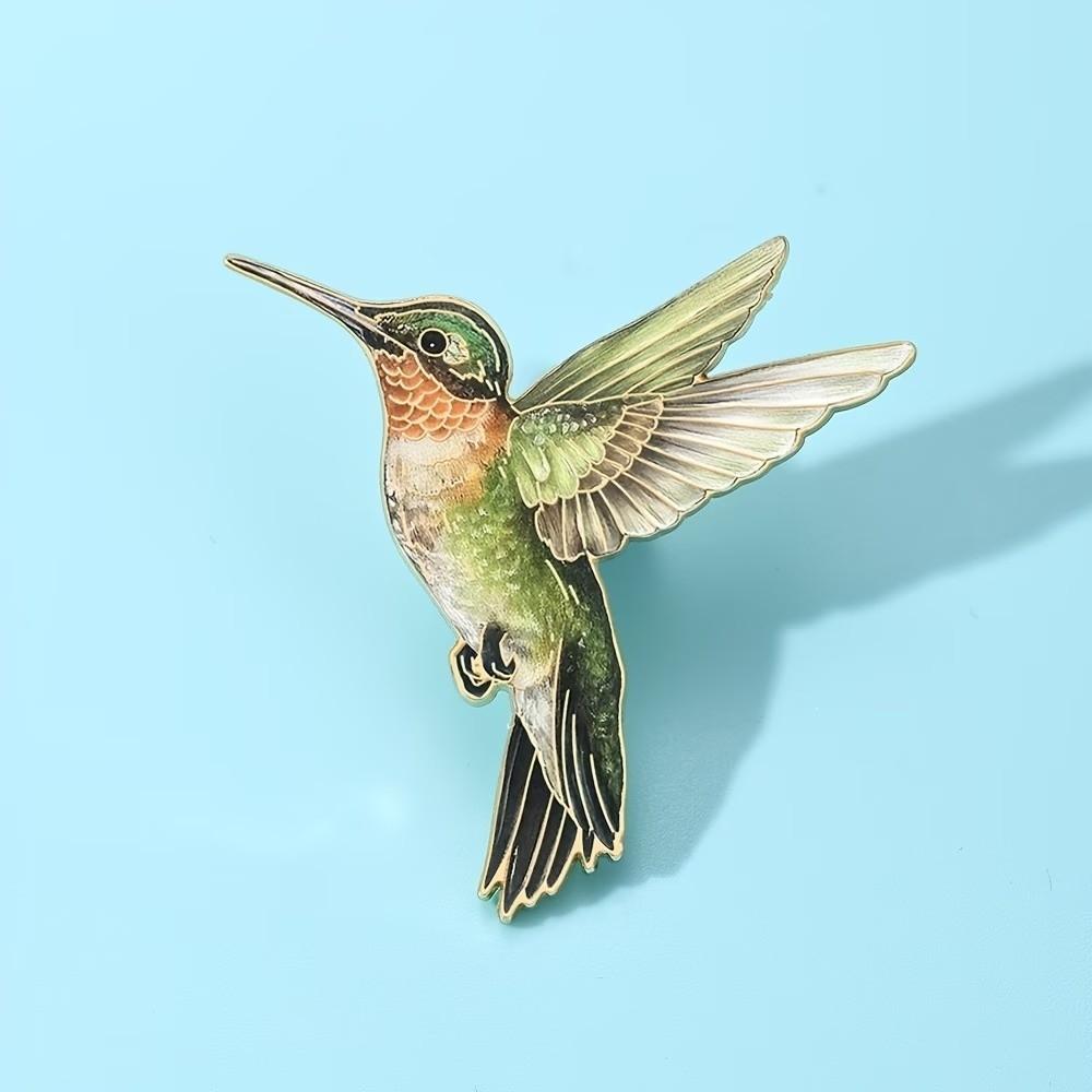 Vintage Bird Badge Pin Animal Bird Metal Pin Cute Hummingbird Enamel Brooch Female