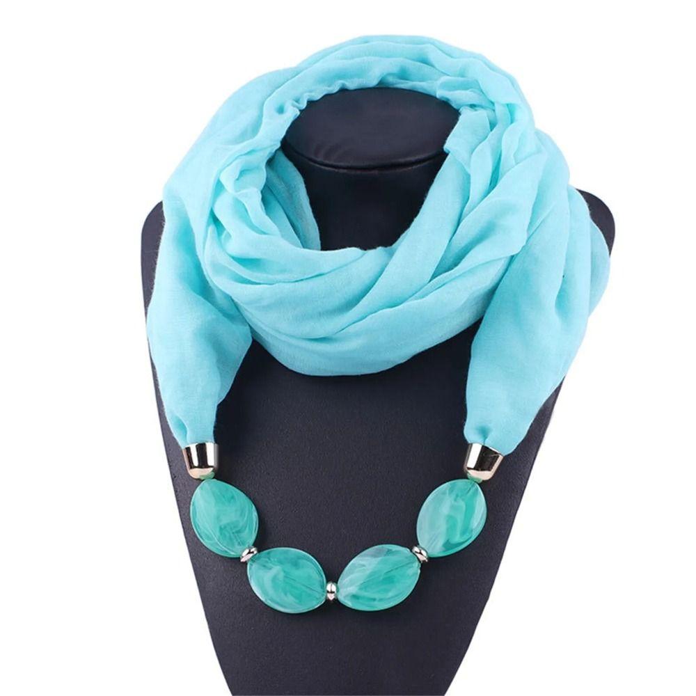 1Pcs Cotton Linen Necklace Scarf Resin Pendant Head Scarves  Costume Bead Decoration Accessories