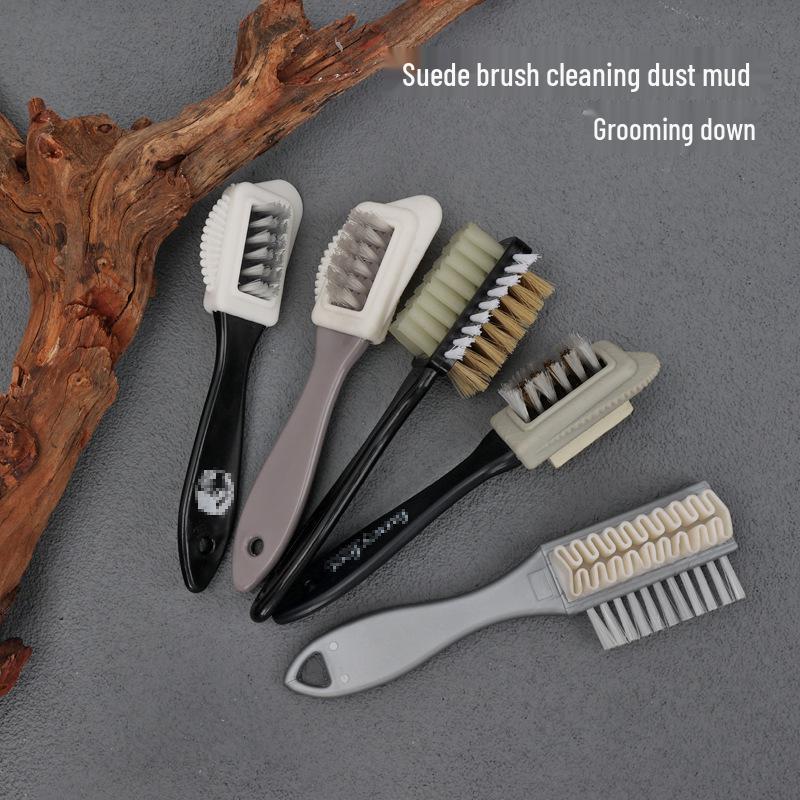 Трехсторонняя щетка для чистки зимней обуви из замши и кожи