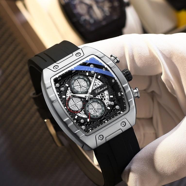 Watch Men's Watch Multifunctional Watch Silicone Strap Sports Wind Waterproof Six-Pin Calendar Quartz Watch