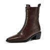 PU Autumn Winter Shoes Big Size Chelsea Boots Square Toe Keep Warm Front Zipper Size 43 Ankle Boots