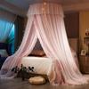 Princess Hung Dome Mosquito Net With String Light King Queen Szie Double Layer Lace Bed Mantle Insect Reject Bed Canopy
