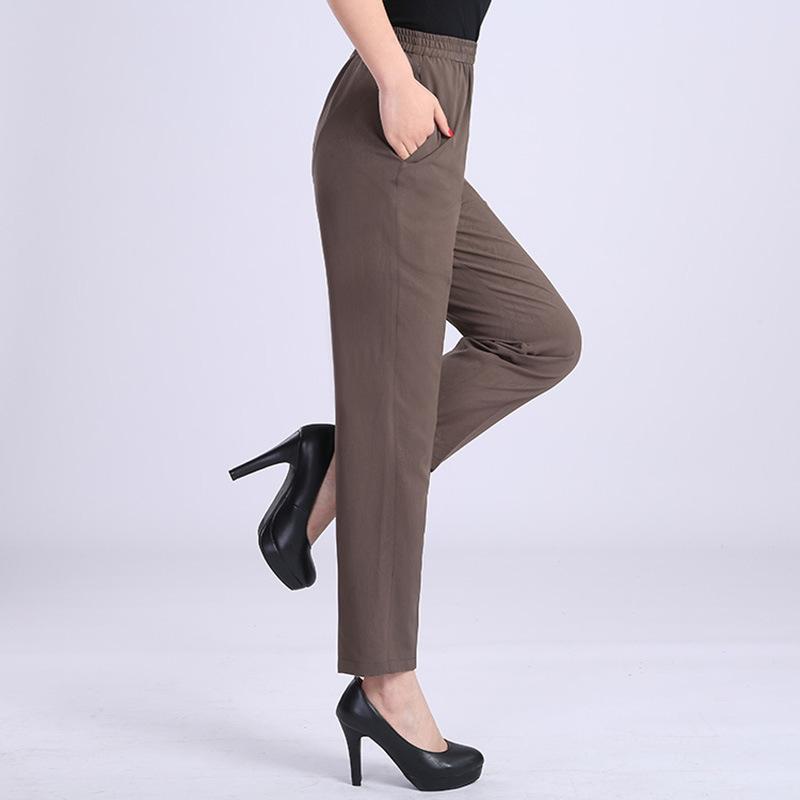 Женские брюки, повседневные брюки, летние тонкие и свободные женские девятые брюки из искусственного шелка