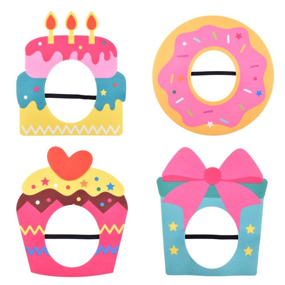 Multicolor Cake Hat Party Cap Cartoon Cake Felt Cake Decoration Mask Birthday Cake Style Photo Props Party Photo Props