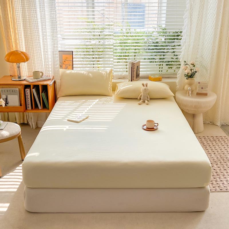 Постельная простыня на резинке из 100% хлопка класса А для мамы и малыша в свежем стиле - Наматрасник из стиранного хлопка Набор из трех предметов