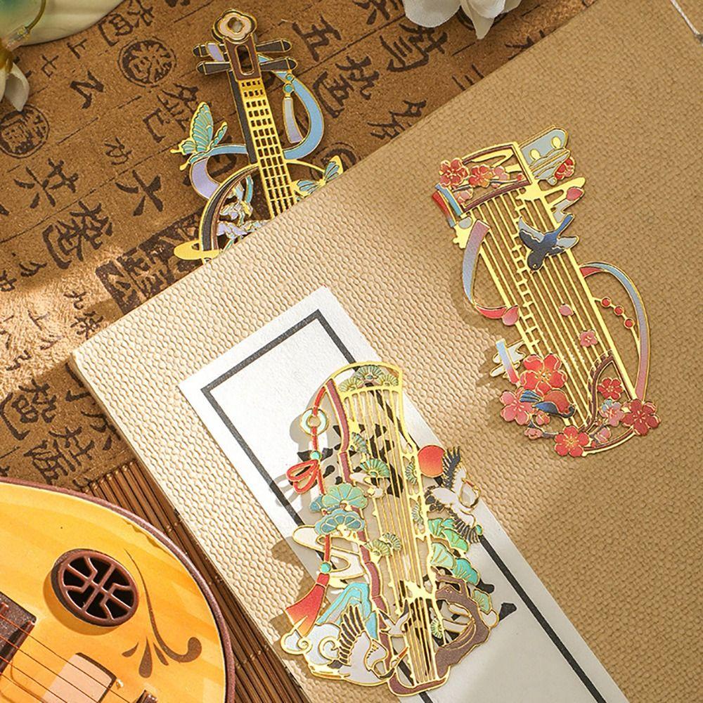 Metal Metal Bookmark Musical Instrument Book Pagination Mark Guitar Bookmark  Reading Lovers