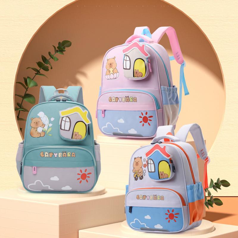 Charming Cartoon Versatile Backpack For Young Kids In Soft Pastel Variants Color