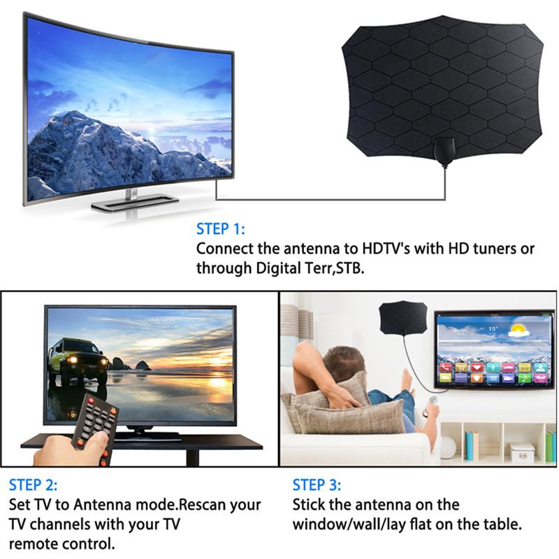 Антенна HDTV 4K 1080P с усилителем сигнала, мини-цифровая ТВ-антенна, улучшенный прием, для использования в помещении