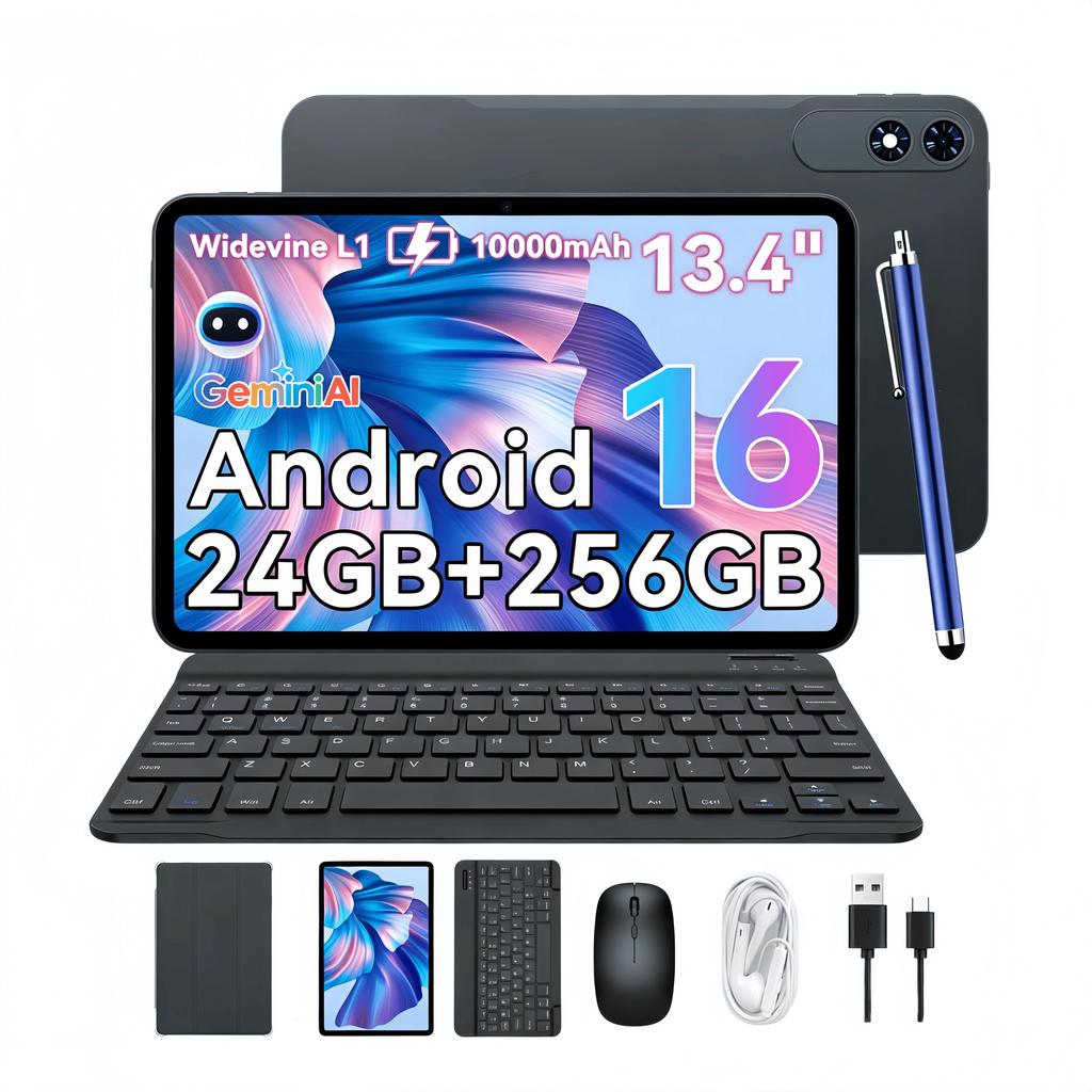 Планшет ExcitPower T60 Pro Android 16 8 ГБ ОЗУ 256 ГБ ПЗУ 13,4" 5G Wi-Fi 10000 мАч Дисплей FHD Планшет-ПК с клавиатурой и мышью