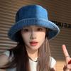 Big Head Circumference Hat Japanese Retro Denim Bucket Hat Outdoor Sun Protection Hat Women's Summer Sunshade Basin Hat Men