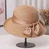 Новая летняя соломенная шляпа с козырьком и бантом, женская гофрированная шляпа-ведро, складная пляжная шляпа от солнца на берегу моря