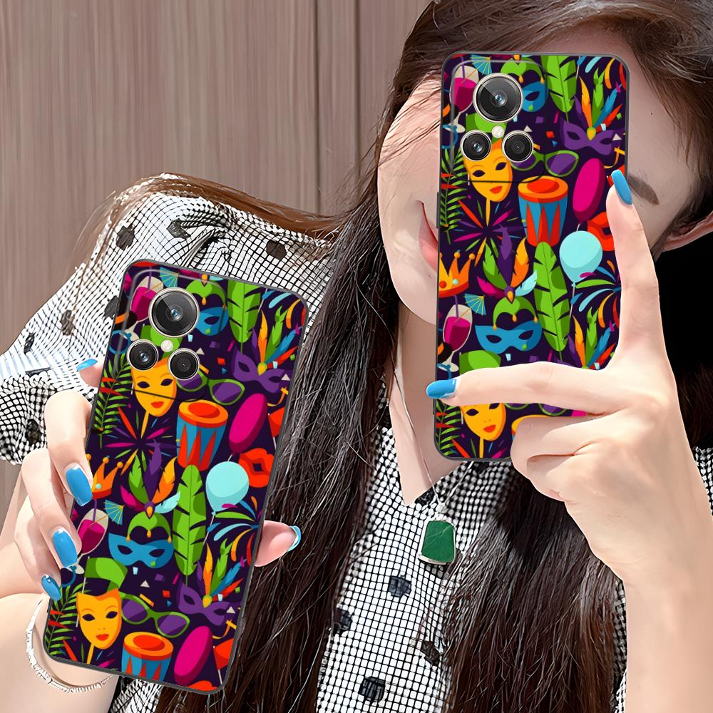 Карнавальный чехол Mardi Gras для Realme GT 8 Neo Pro C75 73 71 C67 65 C55 53 C35 31 C20 15 Мягкий противоударный чехол из ТПУ