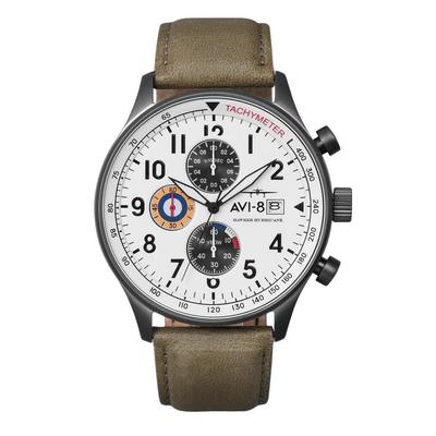 Hawker Hurricane Classic Chronograph Часы мужские кварцевые AV-4011-0B с классическим хронографом, циферблат цвета слоновой кости, серый, белый