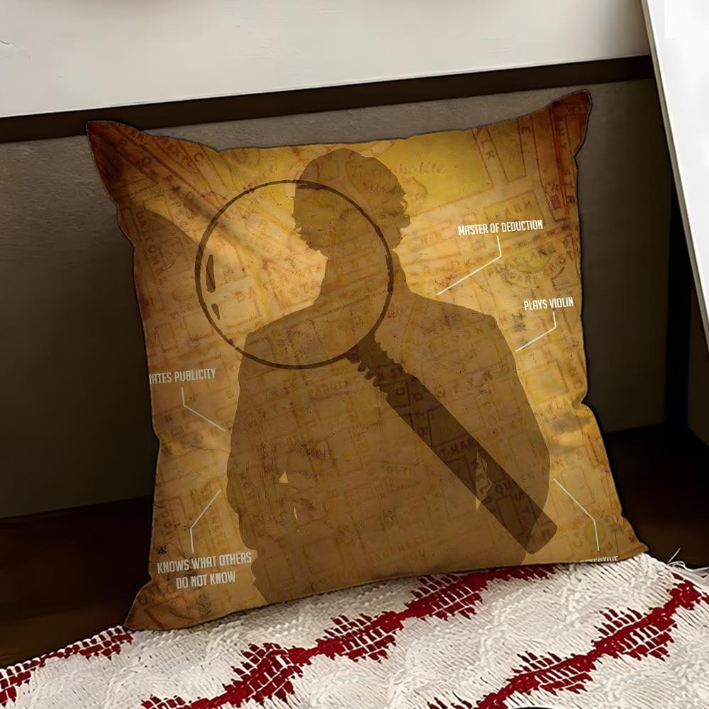 SSherlock HHolmes Cushion Cover Reversible Soft Durable Pillow Cover Home Car MultiScene Use for Daily Comfort