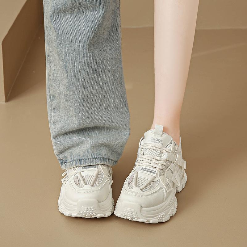 CRLAYDK Women Chunky Sneakers Fashion Platform White Mesh Casual Dad Shoes Ladies Comfortable Wedge Sport Walking Tennis