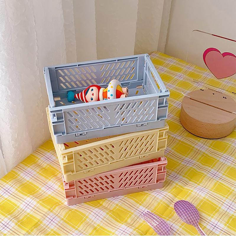 Korean Folding Plastic Desktop Stationery Organizer Storage Box Large Capacity