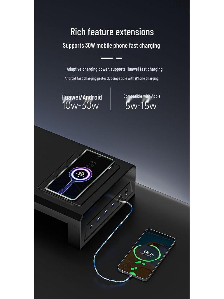 Многофункциональная подставка-подъемник для USB-монитора и органайзер для рабочего стола