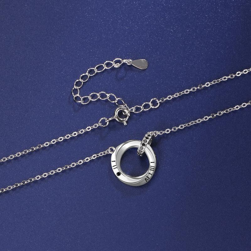 Mobius Couple Double Ring Necklace Female Korean Version Niche Light Luxury High Sense Couple Gift Girl Premium