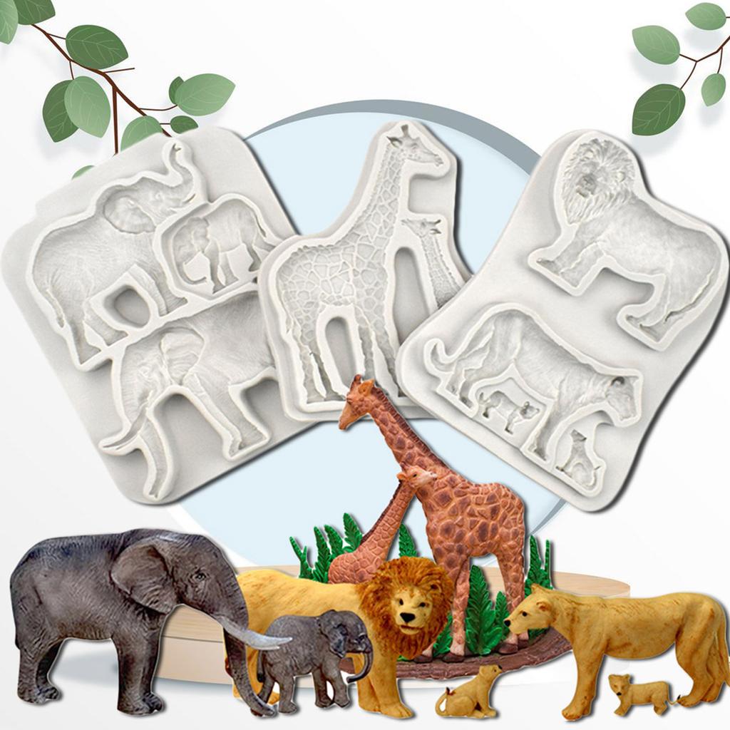 Jungle Animals Silicone Rubber Flexible Food Safe Mould Clay Resin Ceramics Candy Fondant Candy Chocolate Soap Mould