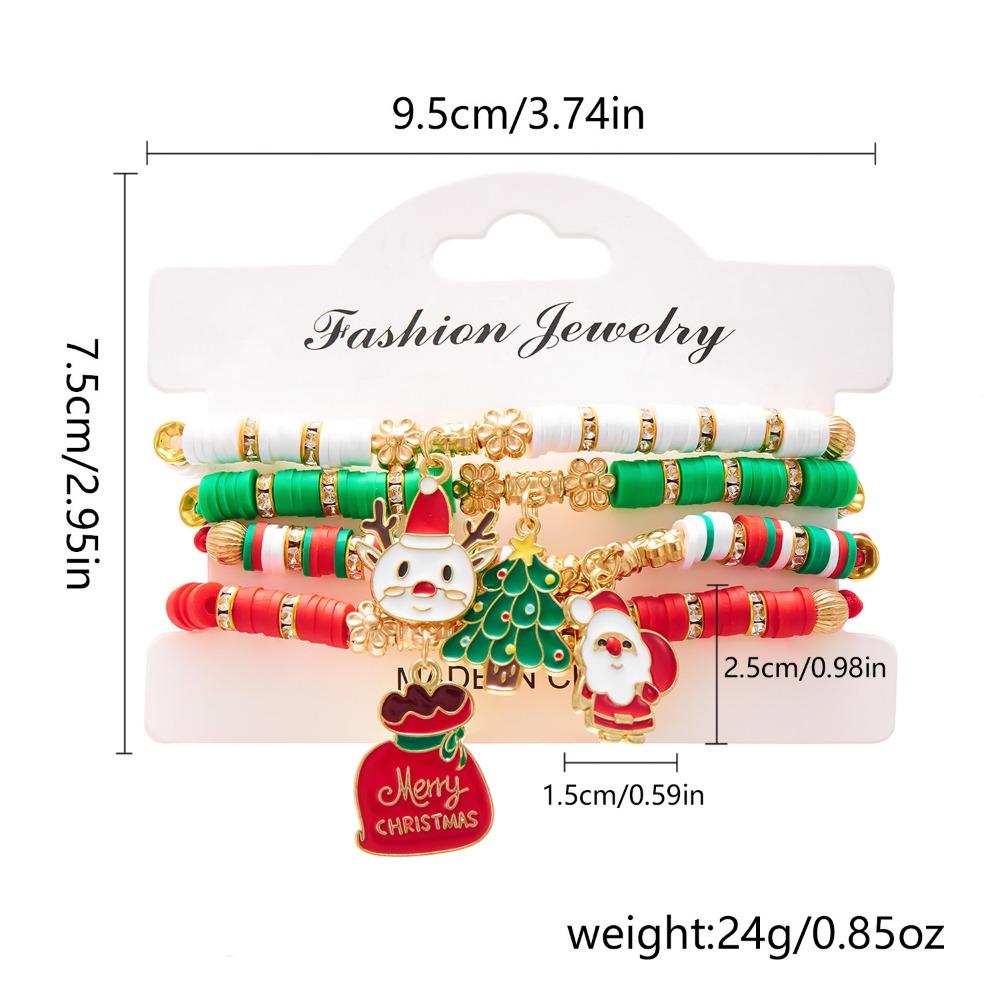 4pcs Colorful Christmas Bracelet Set Stackable Wristband Jewelry New Adjustable Braided Bracelet