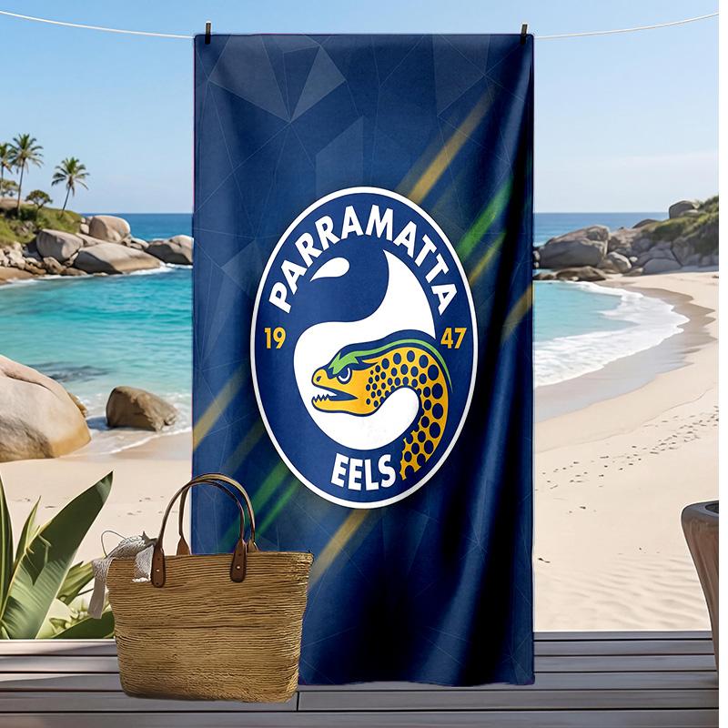 Пляжное полотенце Parramatta Eels Мягкое Портативное Быстросохнущее?Сухое полотенце для бассейна, летнего отпуска, активного отдыха на природе