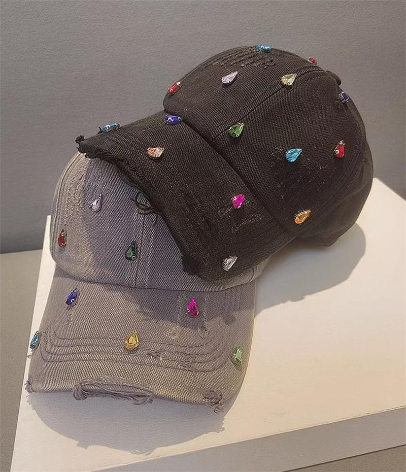 Chic Ins Autumn Design Random Hand Secolor Drill Lady Baseball Cap Women Leisure Hat