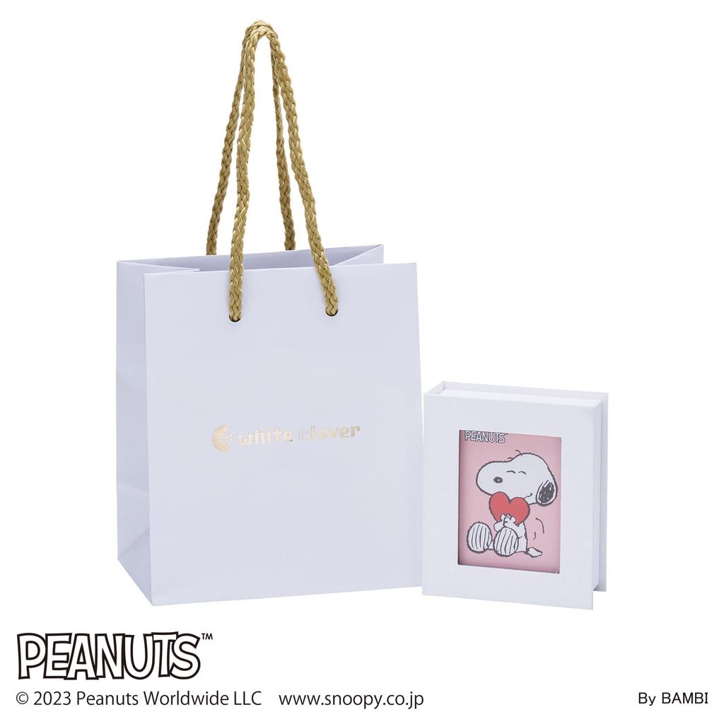 Ожерелье Snoopy PEANUTS из серебра 925 пробы с хирургической нержавеющей сталью и кубическим цирконием, танцующий камень, розовый PNSS002PG [Белый клевер]