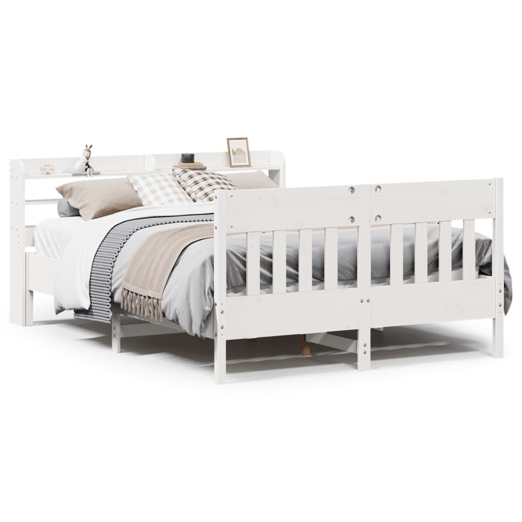 Vidaxl Rama Łóżka Bez Materaca, Biała, 150X200 Cm, Lite Drewno Sosnowe