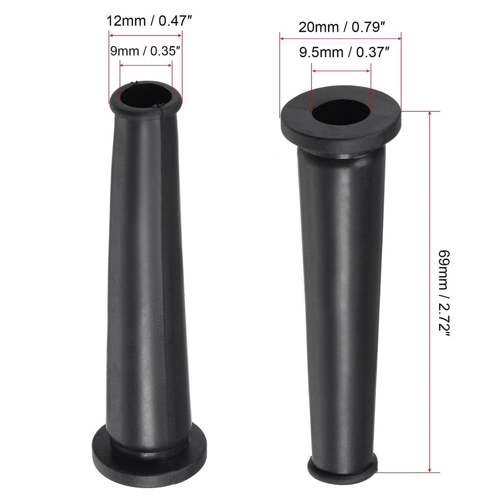 uxcell Strain Relief Cord Boots Cable Hose Cable Sleeve Rubber 69mm Length Black 2-Pack