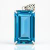 130 Ct Emerald Cut Aquamarine Blue Gemstone Pendant Lab Created A+ Certified AI-52-NS
