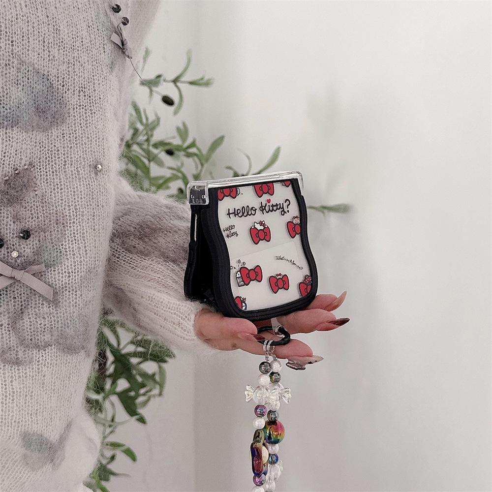 Защитный чехол Hello Kitty для серии Samsung Galaxy Z Flip с ремешком