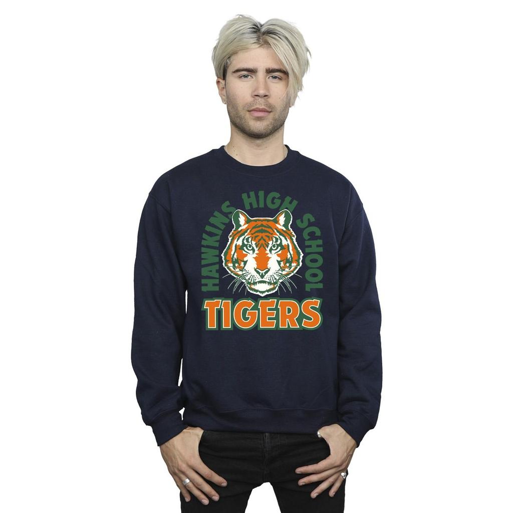Netflix Mens Stranger Things Hawkins Arch Tiger Sweatshirt