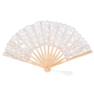 Складной веер Hallow Lace Bamboo Bones Vintage Style Hand Fan с кисточкой для одежды для выступлений