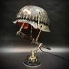 War Relic Helmet Lamp Statue Resin Abstract Vintage Home Light Decoracion Ornaments Statuettes Sculpture Craft for Office Desk