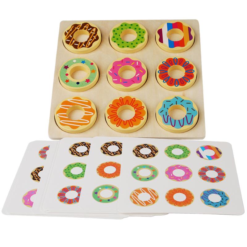 Игрушки Монтессори Деревянные пончики Цвета Игра на сопоставление Раннее развитие Пазл Сопоставление Сортировка для школьных учителей