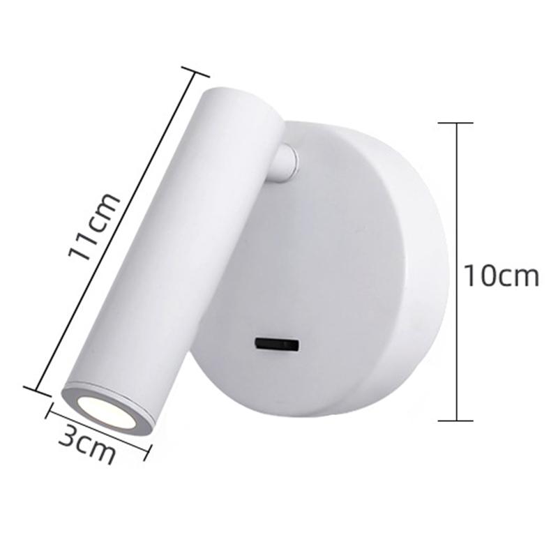 3105 Bedroom Bedside Wall Lamp 350-Degree Rotatable Reading Light Spotlight with Switch,3W Warm Light