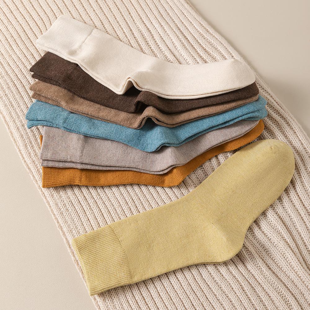 Женские осенне-зимние теплые антибактериальные носки из шерсти высокого барабана, устойчивые к пиллингу