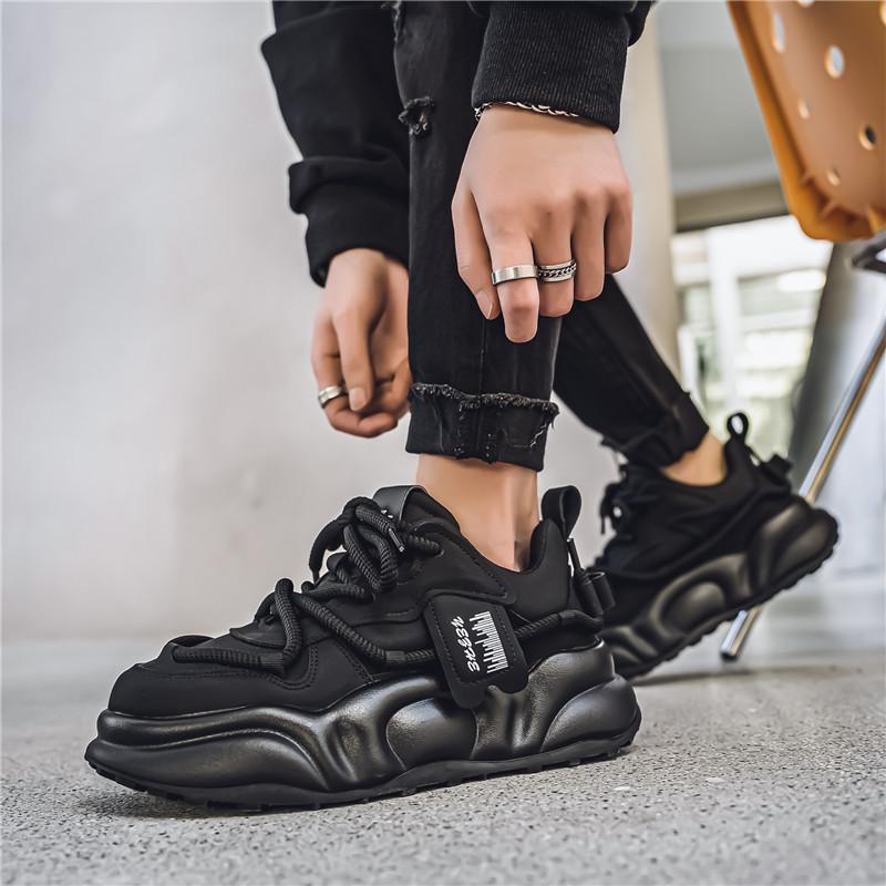 Daddy Shoes Men's Autumn and Winter New Trend Non-slip and Wear-resistant Sports Running Shoes Breathable and Heightening Thick-soled Men's Shoes W