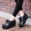 Genuine Leather Women Walking Shoes 5cm High Wedges Heels Shoes Lace-up Platform Shoes Loafers Mother Shoes