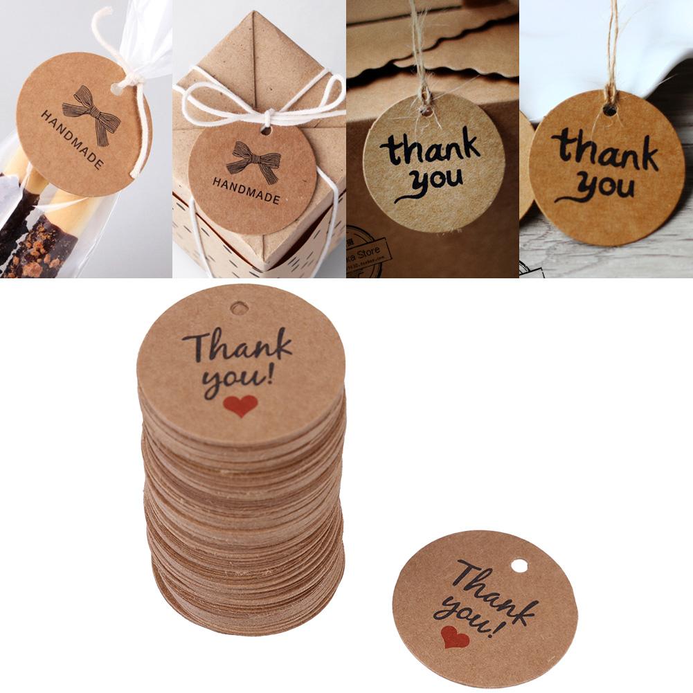 100 шт. коричневая подвесная этикетка ручной работы, свадебный подарок, десертные бирки, ценник для одежды, ювелирных изделий