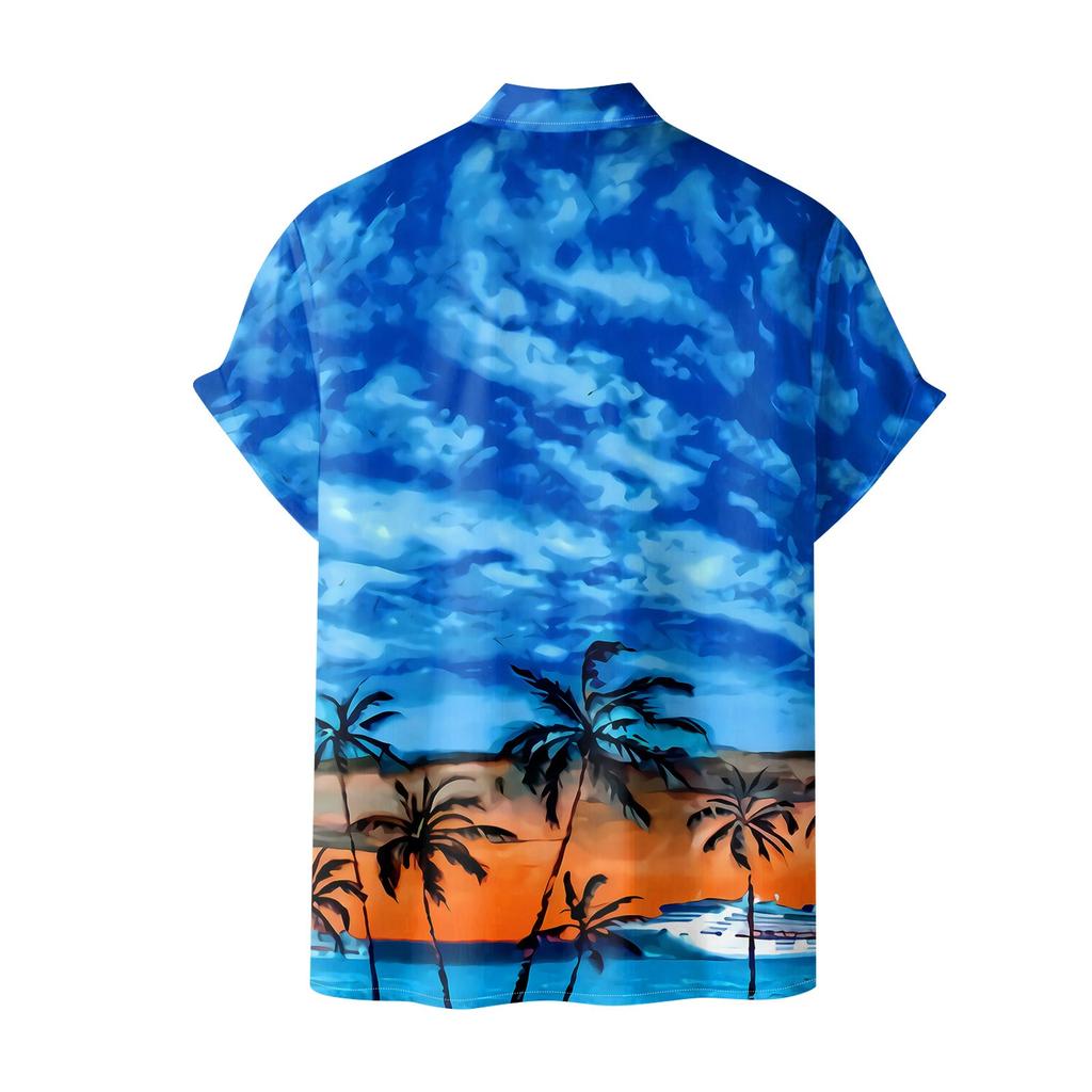 Hawaiian Shirt For Men Casual Fashion Summer Short Sleeve Buttons Printed T Shirt Top
