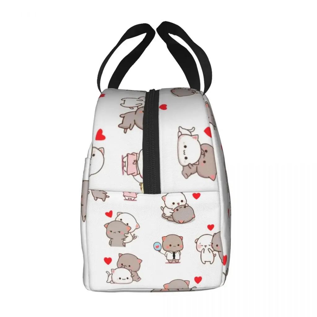 Lunch Bags for Men Women Mochi Peach Cat Peach And Goma Insulated Cooler Bags Waterproof Picnic School Tote Food Storage Bags