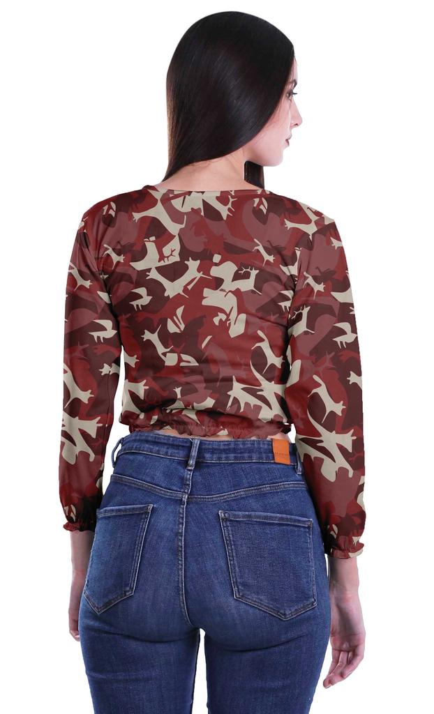 Moomaya Укороченные топы с круглым вырезом и длинными рукавами для женщин из хлопкового джерси T