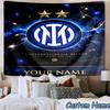 Custom Name Inter Milan Emblem Printed Tapestry, for Bedroom,Livingroom, dormitory, Large Wall Decor, Fabric Decor Fan Birthday Gifts